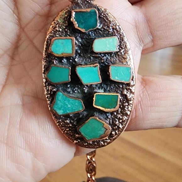 Solid copper vintage Bell Trading Post Copper & Turquoise Southwestern Necklace - Picture 4 of 7